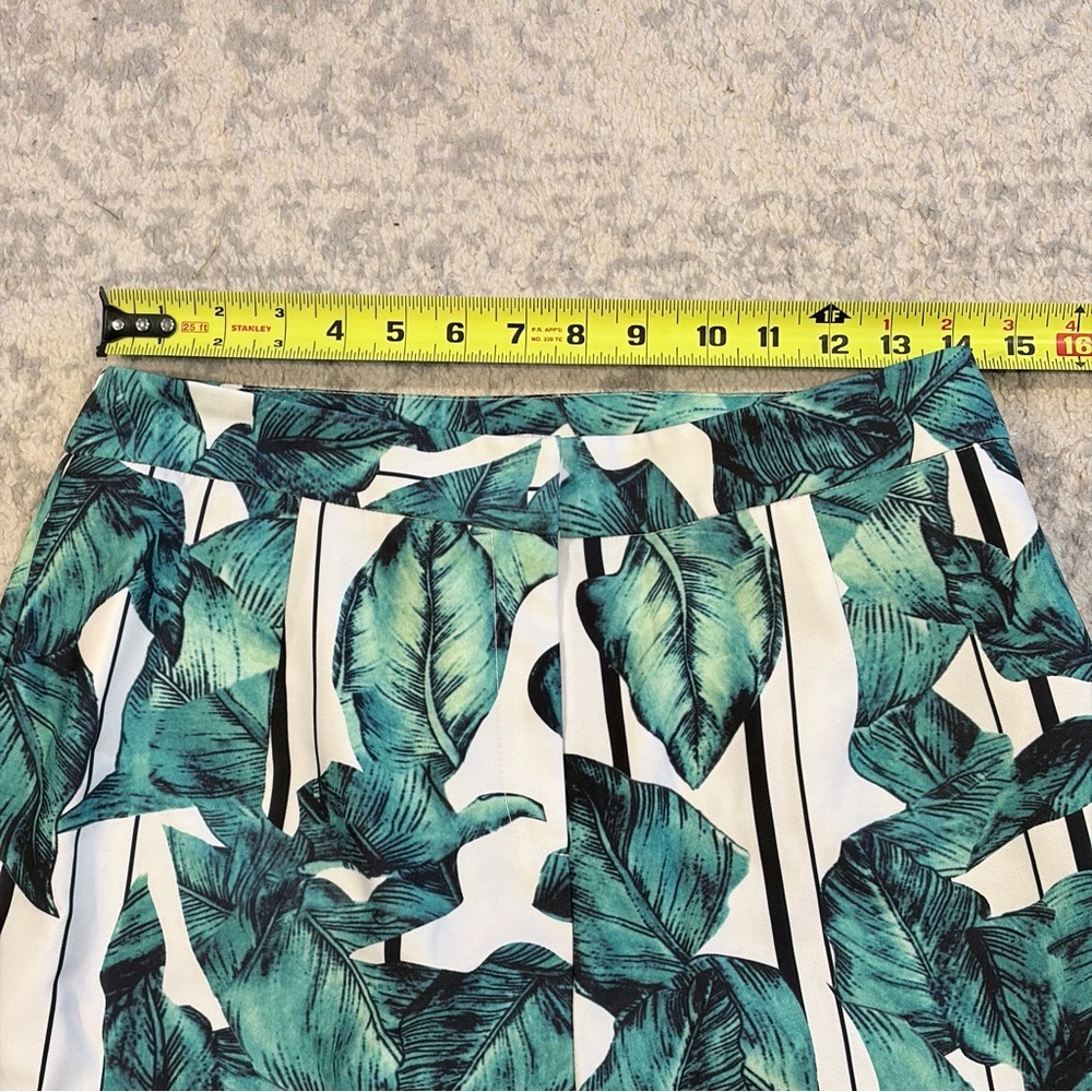 a.peach Tropical Leaf Print Pants Womens L Green Palm Resort Casual - Picture 6 of 8